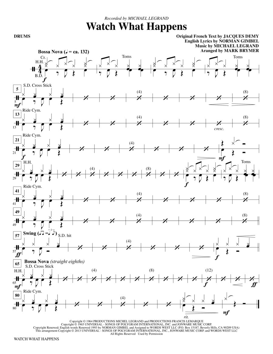 Watch What Happens - Drums Choir scores gallery preview page 1