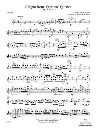 Book cover for Allegro from "Quinten" Quartet: 1st Violin