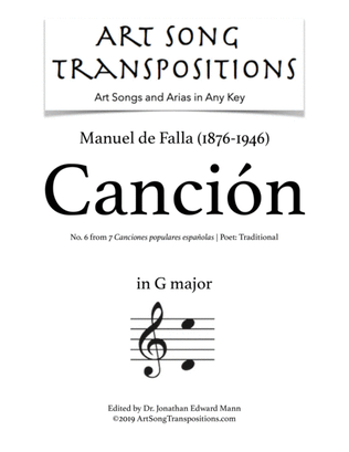 DE FALLA: Canción (transposed to G major)