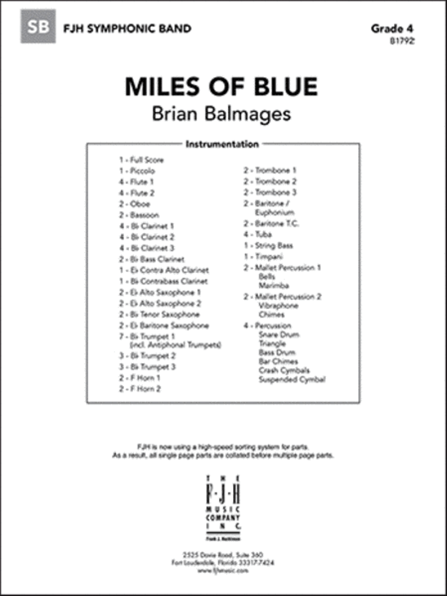 Miles of Blue Miles of Blue Concert Band scores gallery preview page 1