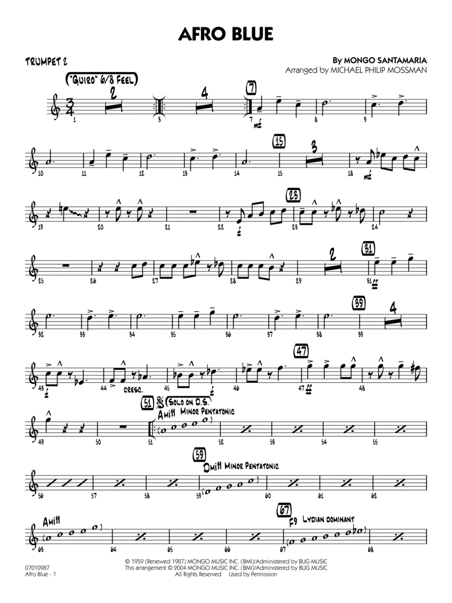 Afro Blue arr. Michael Philip Mossman Trumpet 2 by John