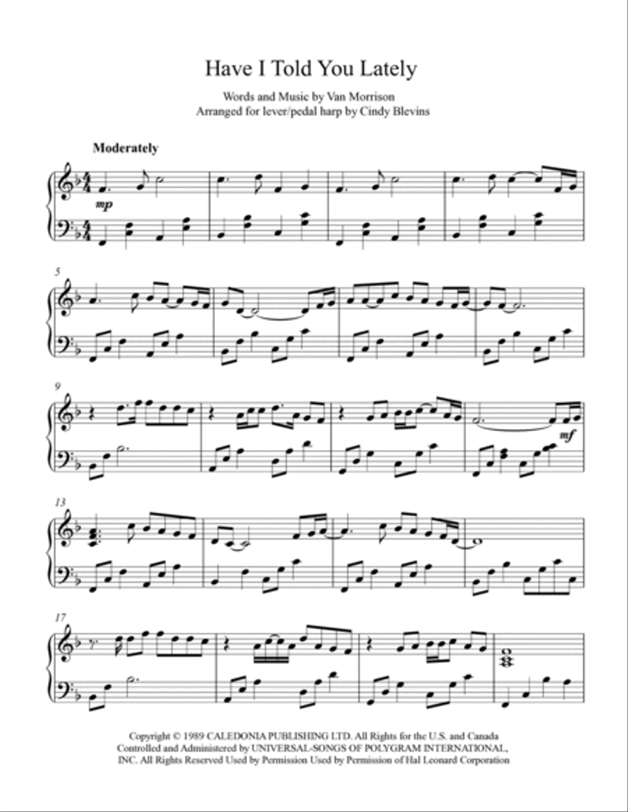 Have I Told You Lately Harp scores gallery preview page 2