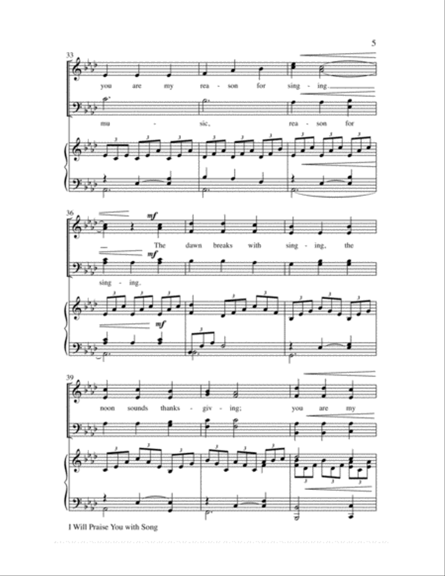 I Will Praise You with Song 4-Part scores gallery preview page 6