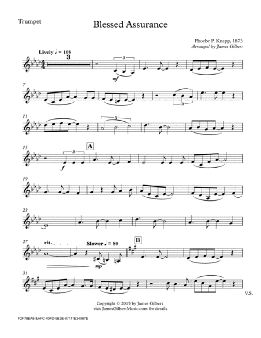 Blessed Assurance Trumpet Solo scores gallery preview page 5