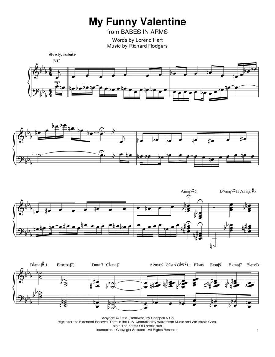 My Funny Valentine My Funny Valentine Piano Solo scores gallery preview page 1