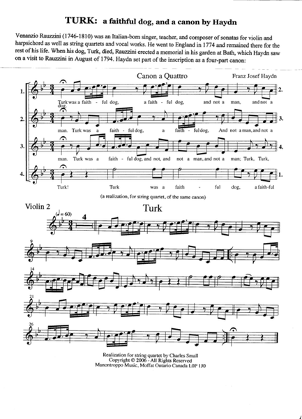 Turk: A Faithful Dog, a Haydn Canon