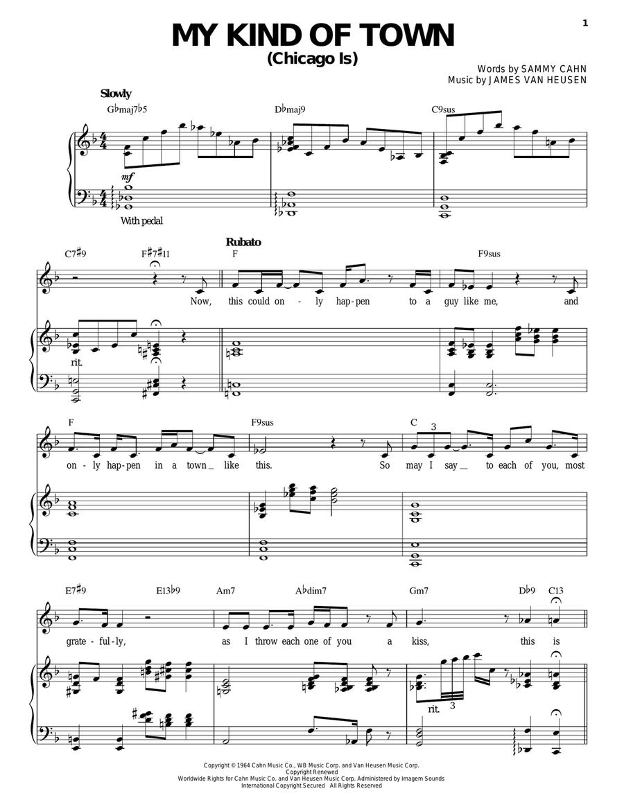 My Kind Of Town (Chicago Is) Piano, Vocal scores gallery preview page 1