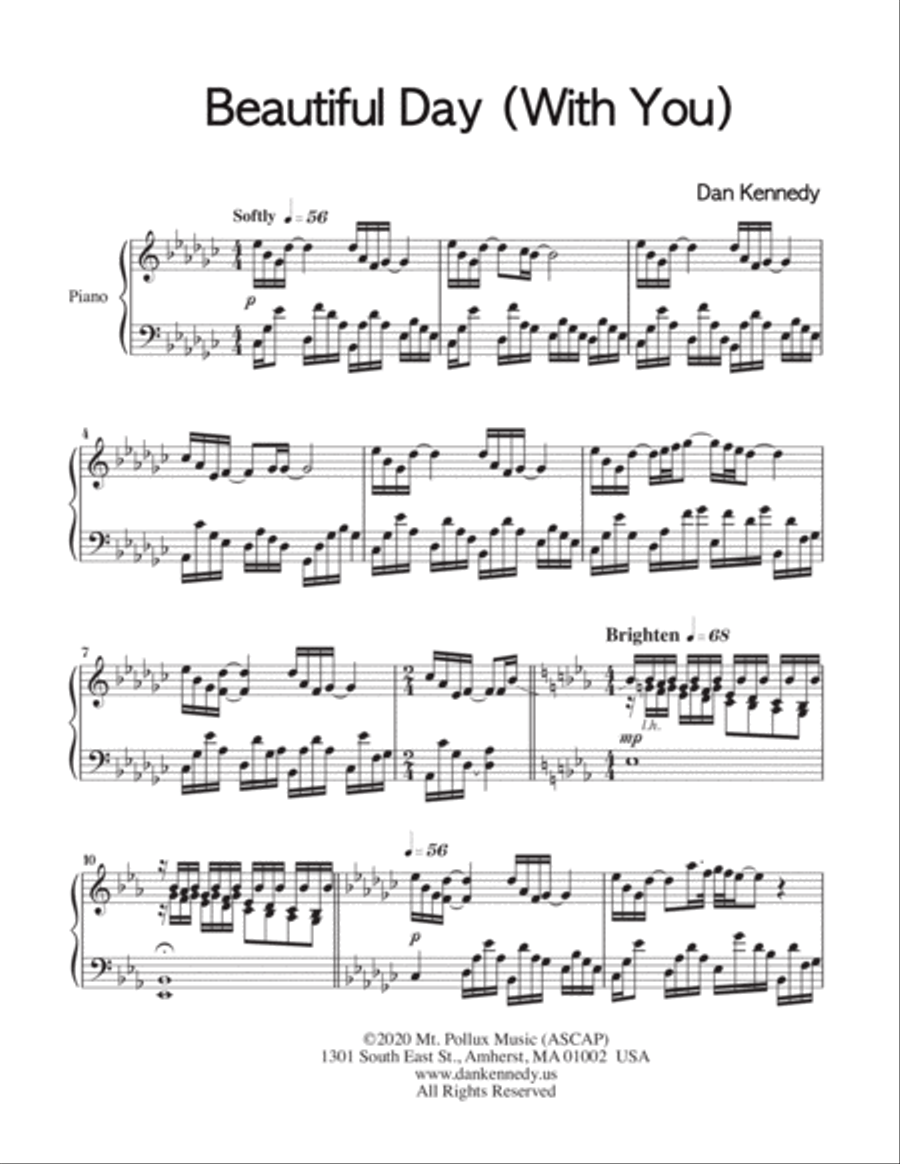 Beautiful Day (With You) Piano Solo scores gallery preview page 2