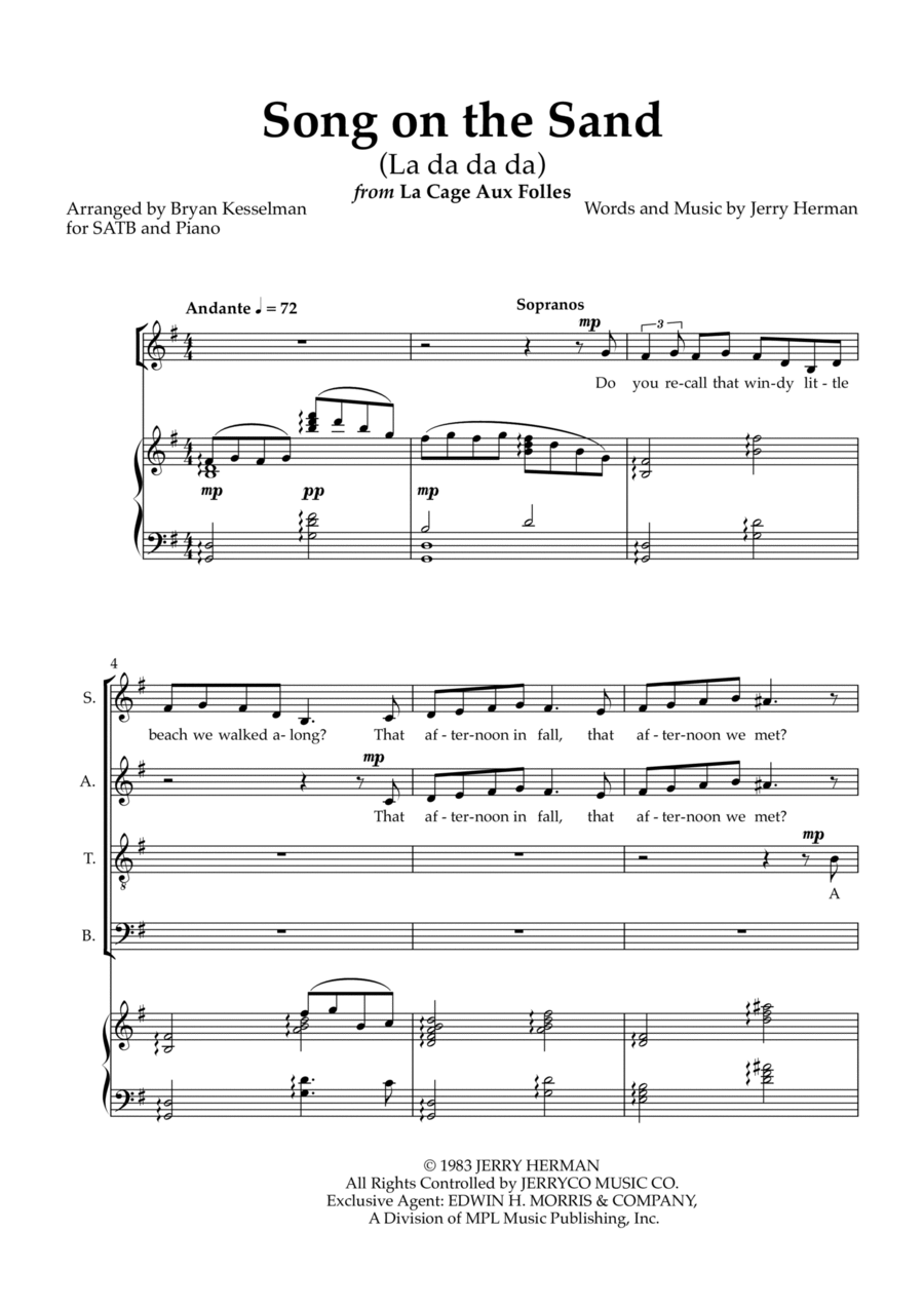 Song On The Sand (la Da Da Da) 4-Part scores gallery preview page 1