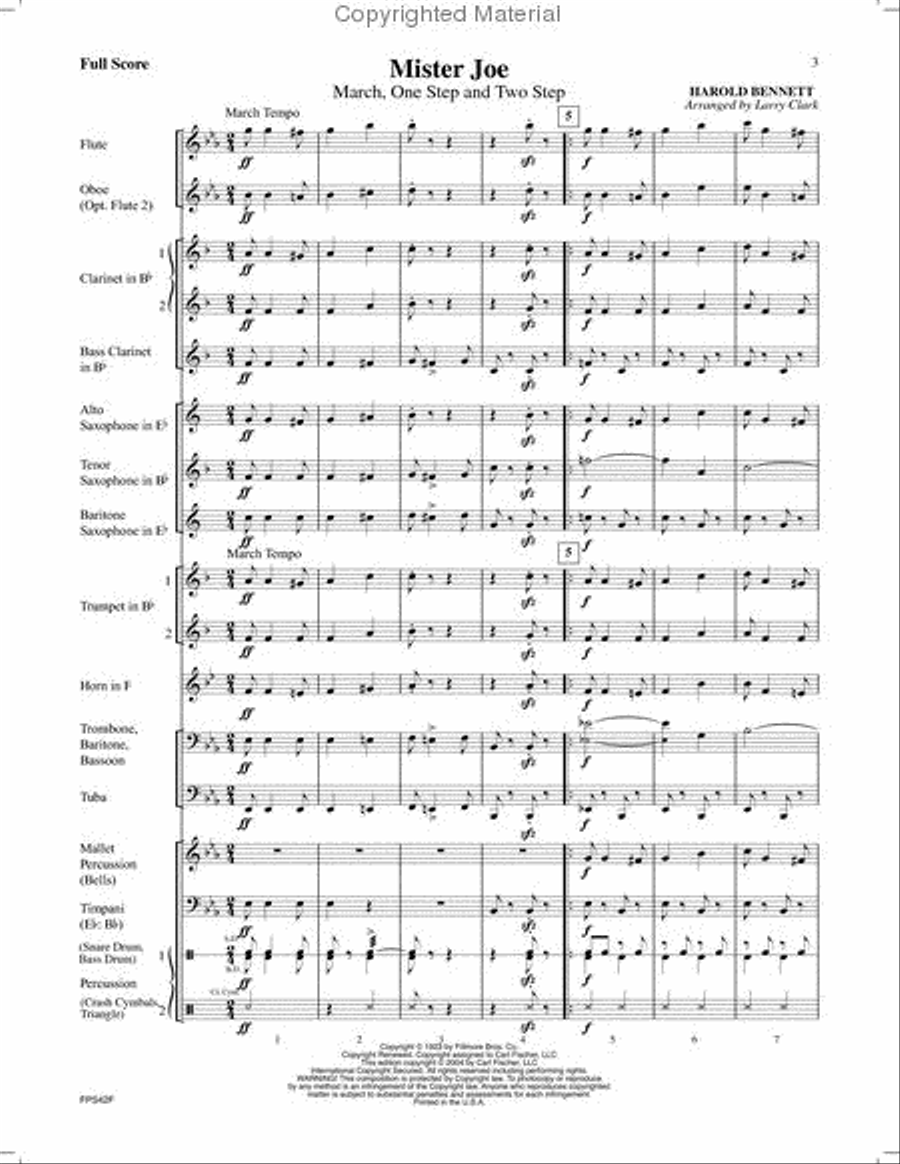 Mister Joe (March, One Step And Two Step) Concert Band scores gallery preview page 2