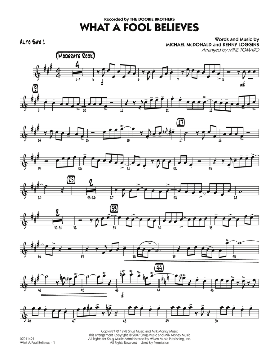 What A Fool Believes - Alto Sax 1 Jazz Ensemble scores gallery preview page 1