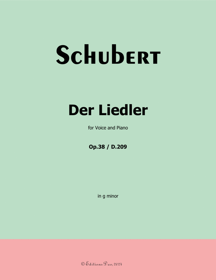 Der Liedler, by Schubert, Op.38(D.209), in g minor Voice scores gallery preview page 1