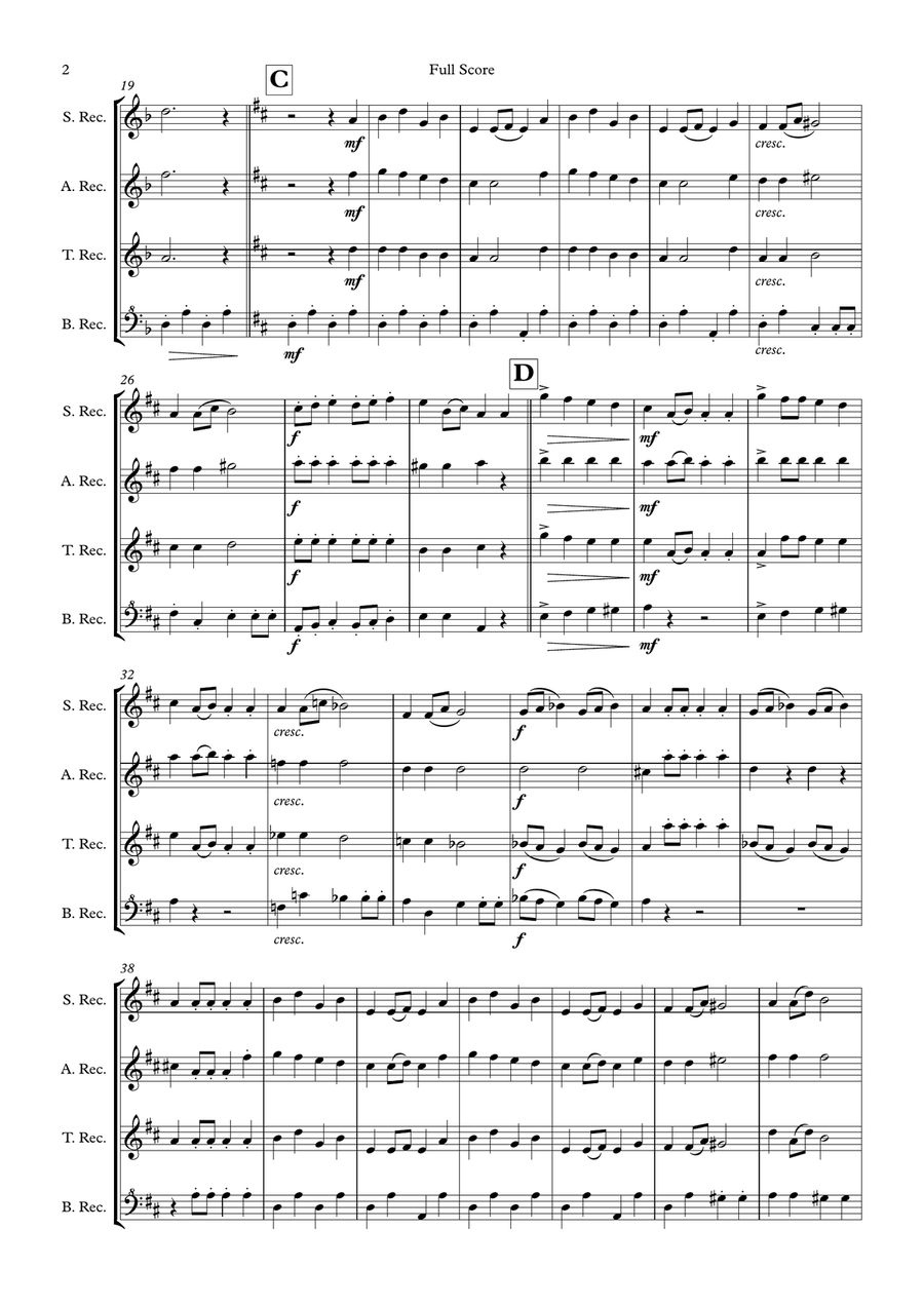 Egyptian March for Recorder Quartet (SATB) 4-Part scores gallery preview page 3