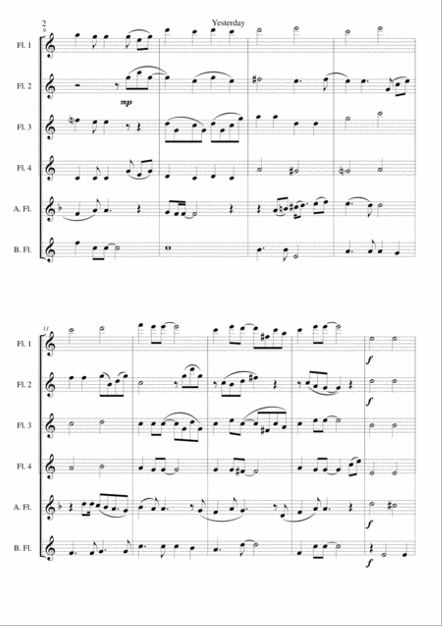 Yesterday Woodwind Ensemble scores gallery preview page 2
