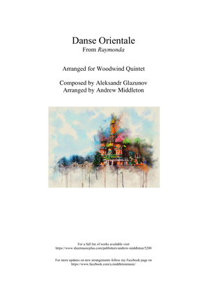 Book cover for Danse Orientale from Raymonda arranged for Wind Quintet