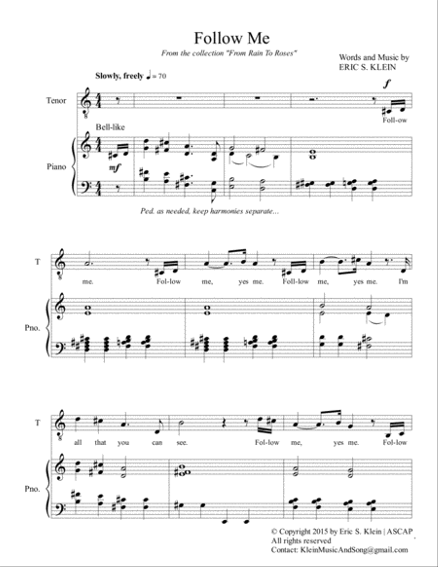 Follow Me Follow Me Tenor Voice scores gallery preview page 1