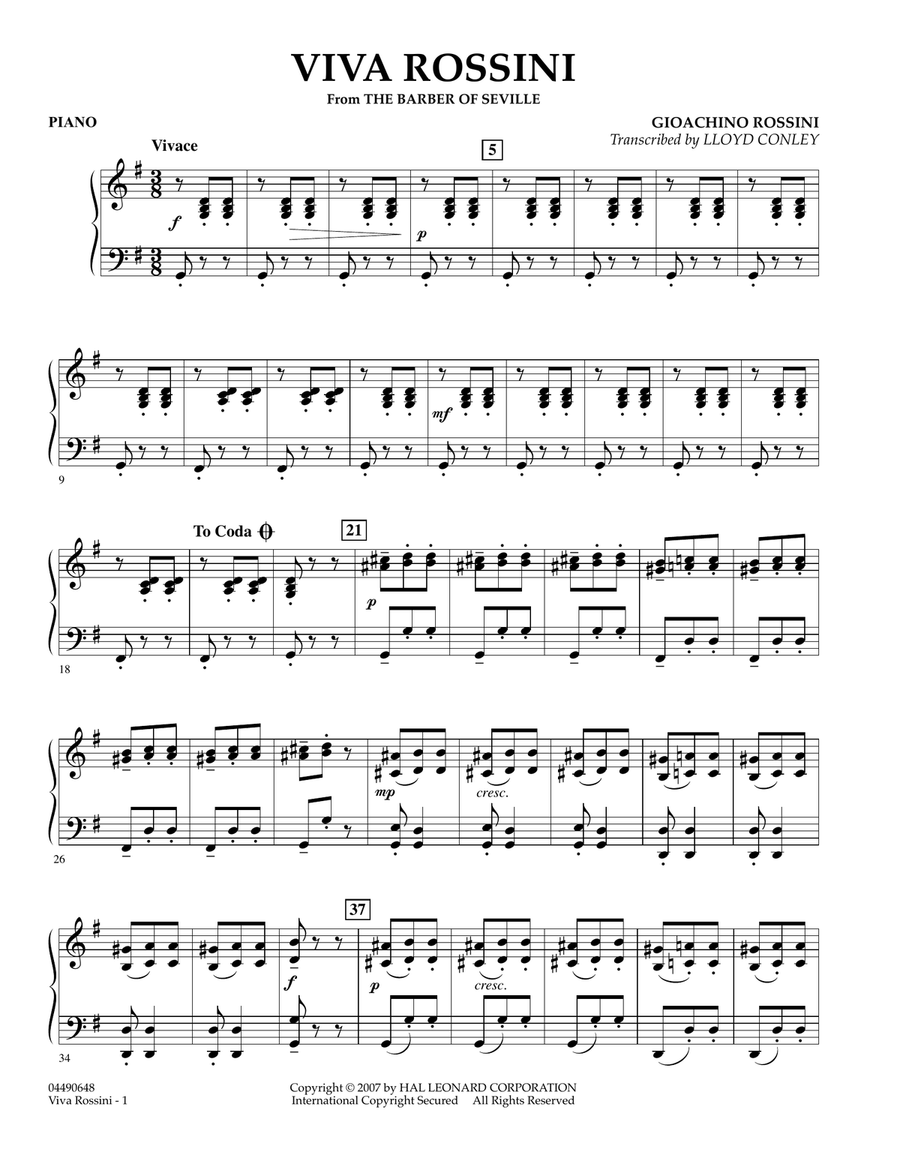 Viva Rossini (from The Barber Of Seville) - Piano