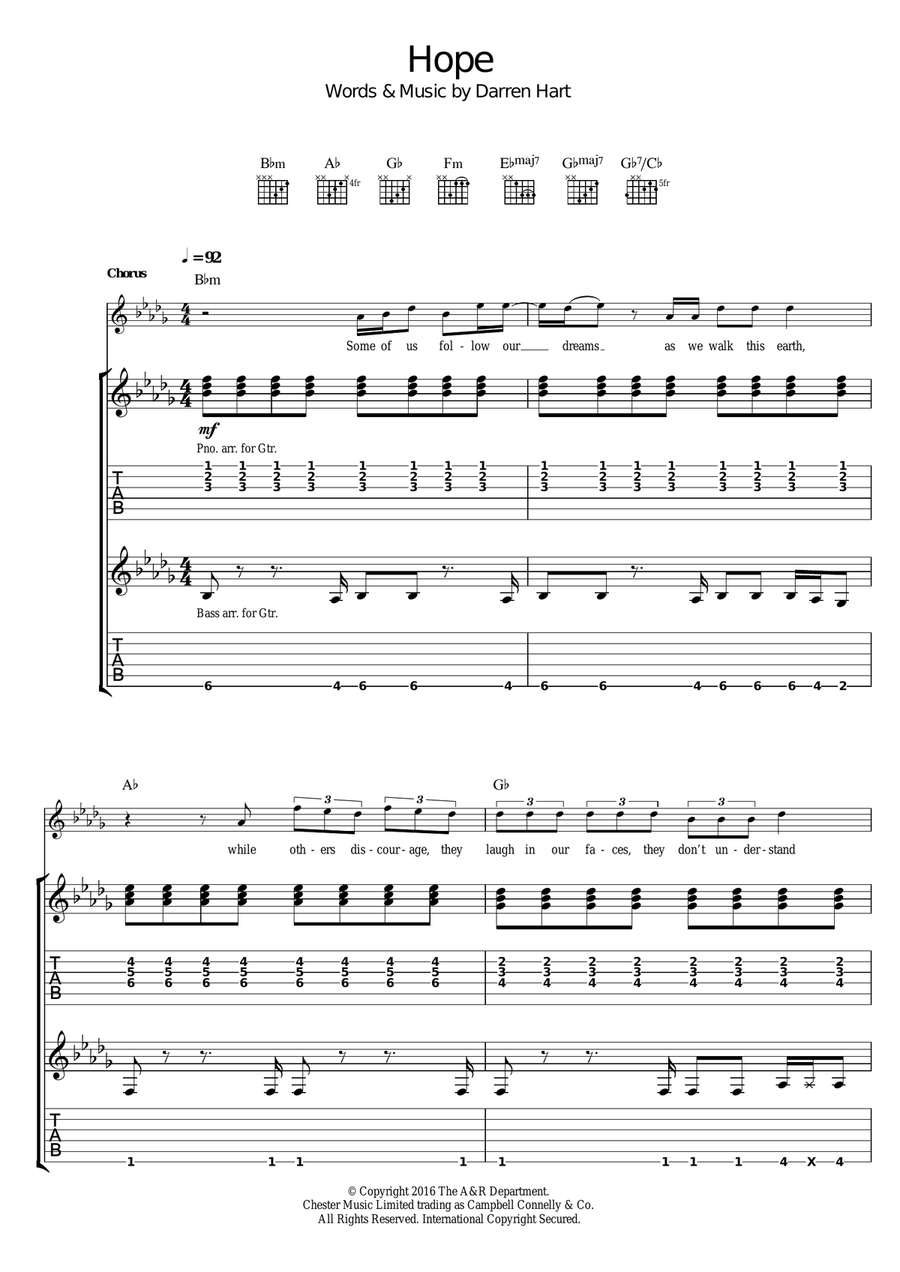 Hope Guitar Tablature scores gallery preview page 1