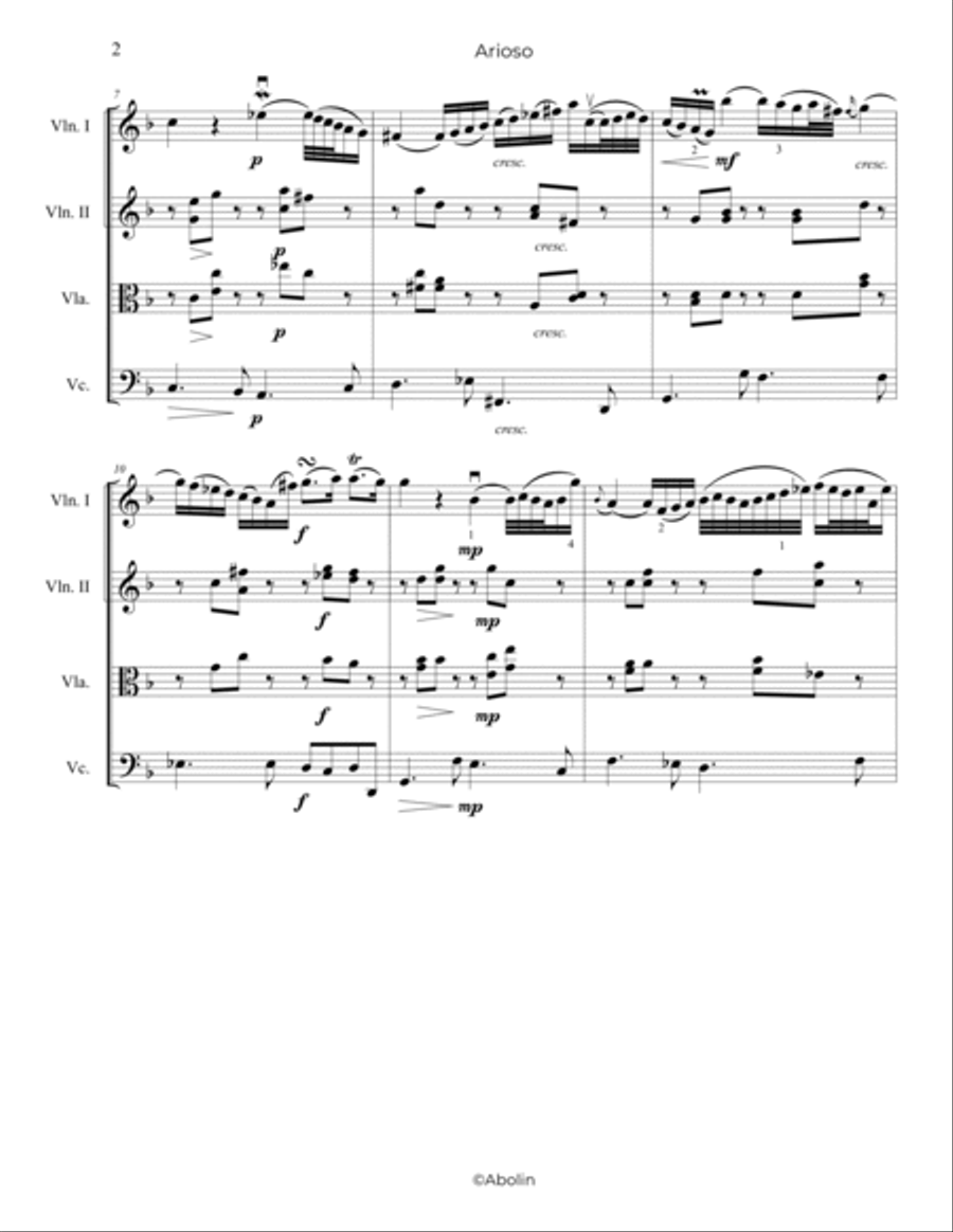 Bach: Arioso, BWV 156 - String Quartet String Quartet scores gallery preview page 3
