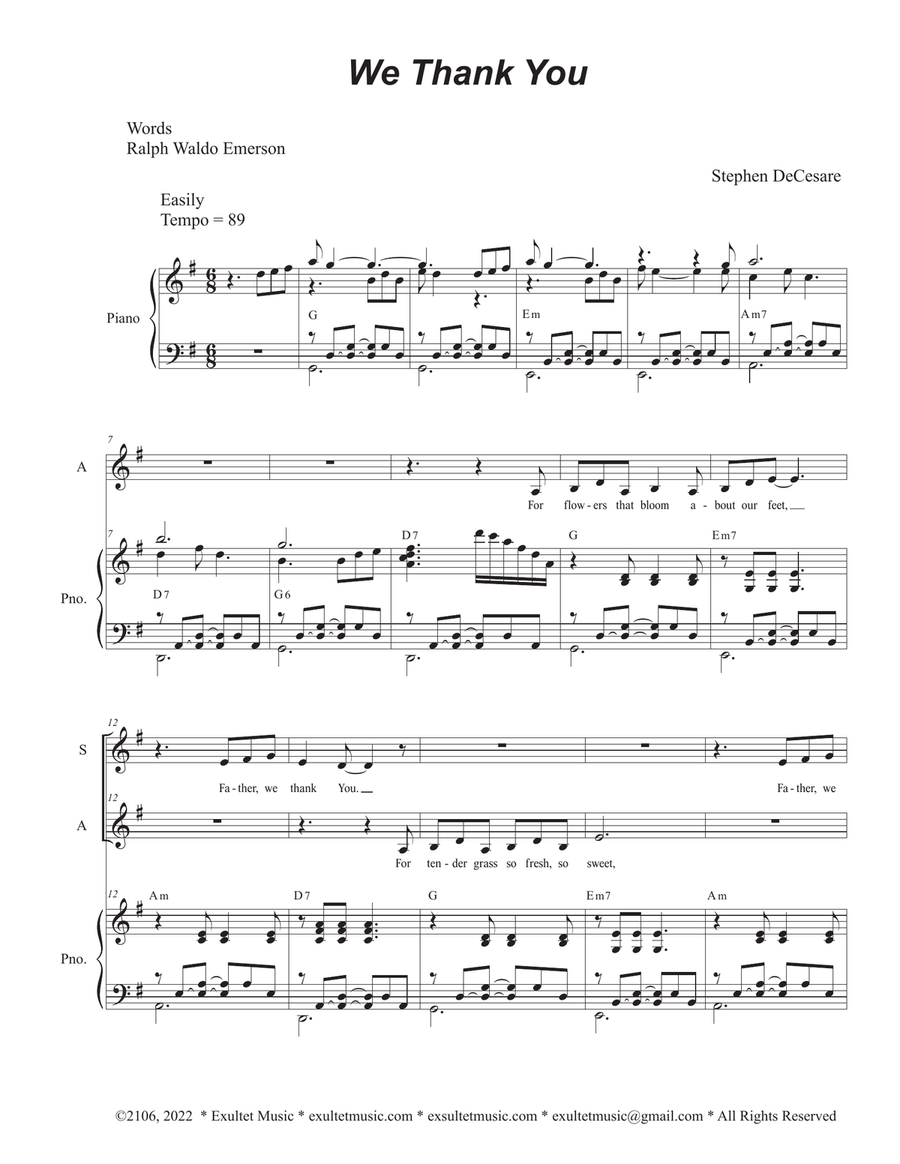 We Thank You (2-part choir - (SA)
