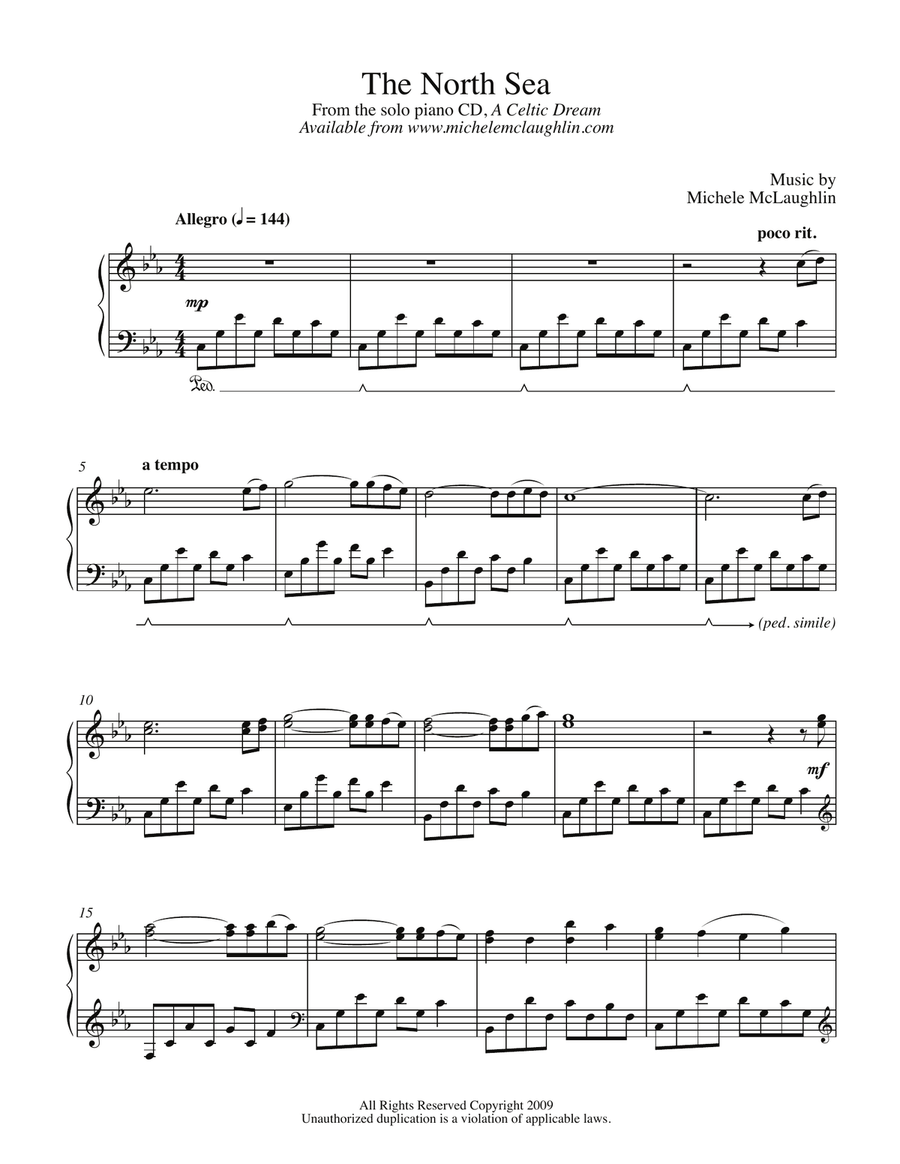 The North Sea The North Sea Piano Solo scores gallery preview page 1