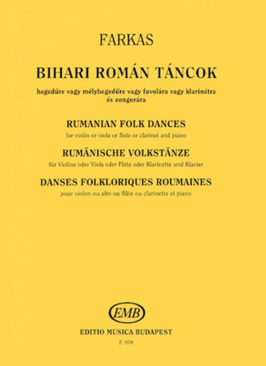 Rumanian Folk Dances from the County of Bihar Clarinet scores gallery preview page 1