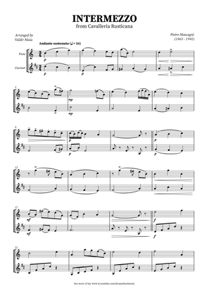 Intermezzo from Cavalleria Rusticana for Flute and Clarinet Duet