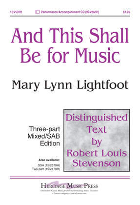 Book cover for And This Shall Be For Music