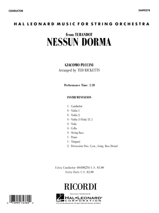 Nessun Dorma (from Turandot) (arr. Ted Ricketts) - Full Score
