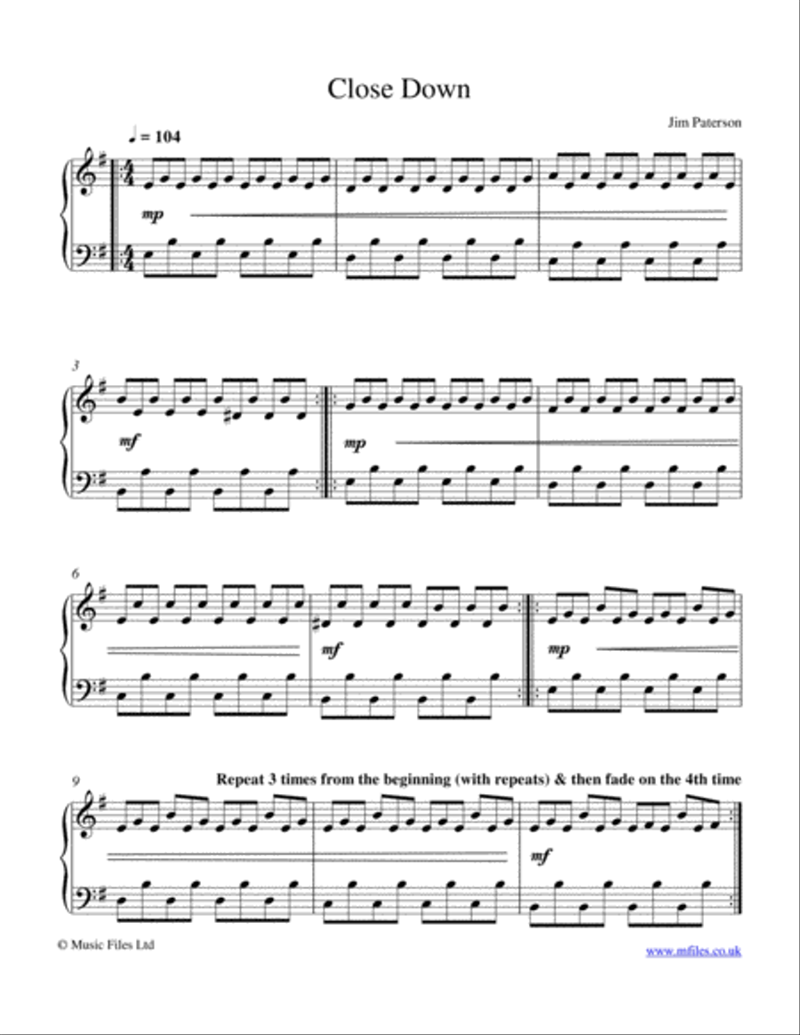 Close Down Piano Method scores gallery preview page 1