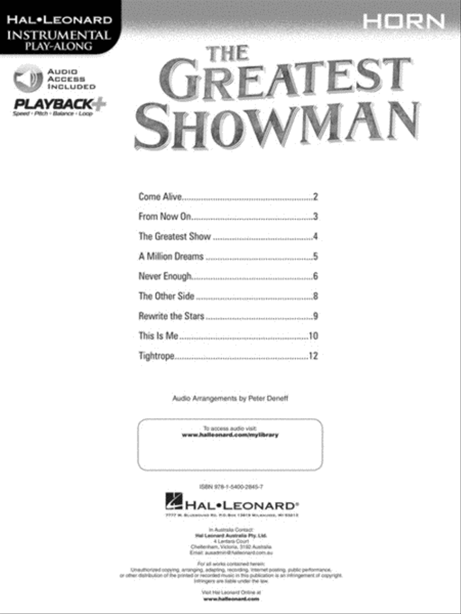The Greatest Showman The Greatest Showman Horn scores gallery preview page 2