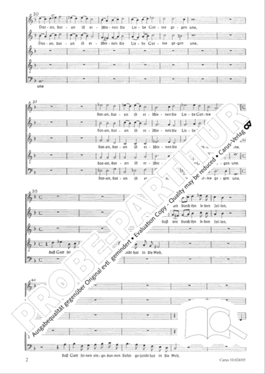 Thereby is revealed unto us the glory of God's favor (Daran ist erschienen die Liebe Gottes) SSATB scores gallery preview page 3