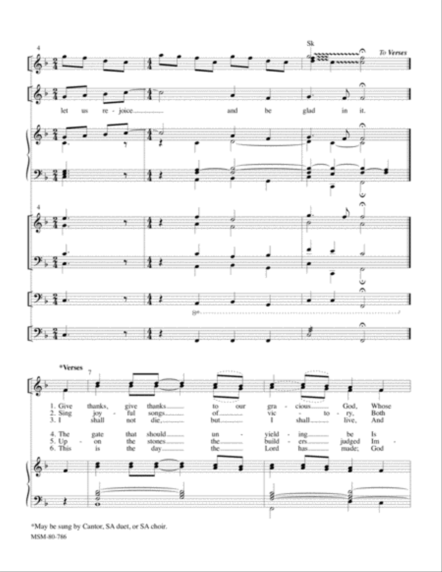 Psalm 118:1-2, 14-24 Psalm 118:1-2, 14-24 4-Part scores gallery preview page 2