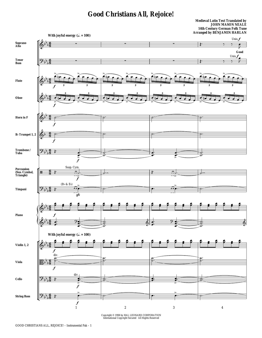 Good Christians All, Rejoice! - Score