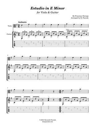 Book cover for Estudio in E Minor (for Viola and Guitar)