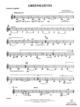 Greensleeves: B-flat Bass Clarinet