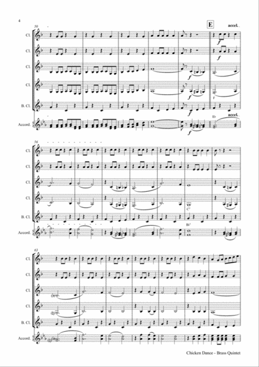 The Chicken Dance Woodwind Ensemble scores gallery preview page 4