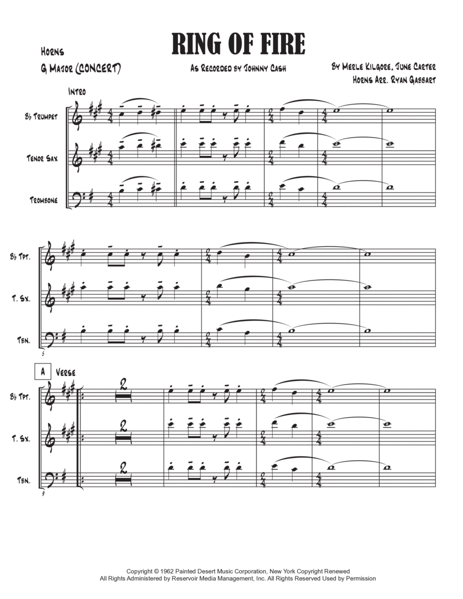 Ring Of Fire Tenor Saxophone scores gallery preview page 1