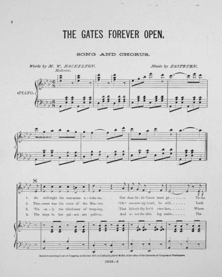 The Gates For Ever Open. Song & Chorus. Response to How the Gates Came Ajar