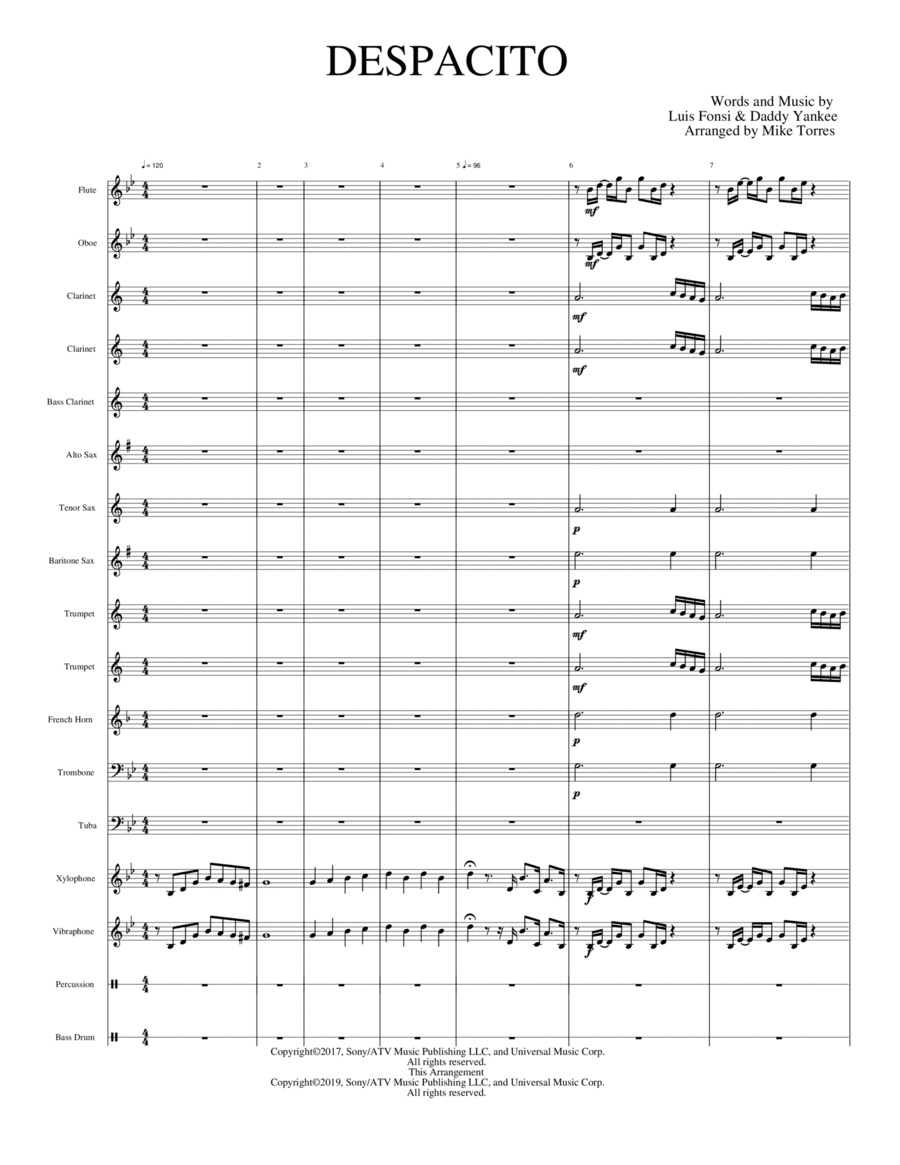 Despacito Despacito Large Ensemble scores gallery preview page 1