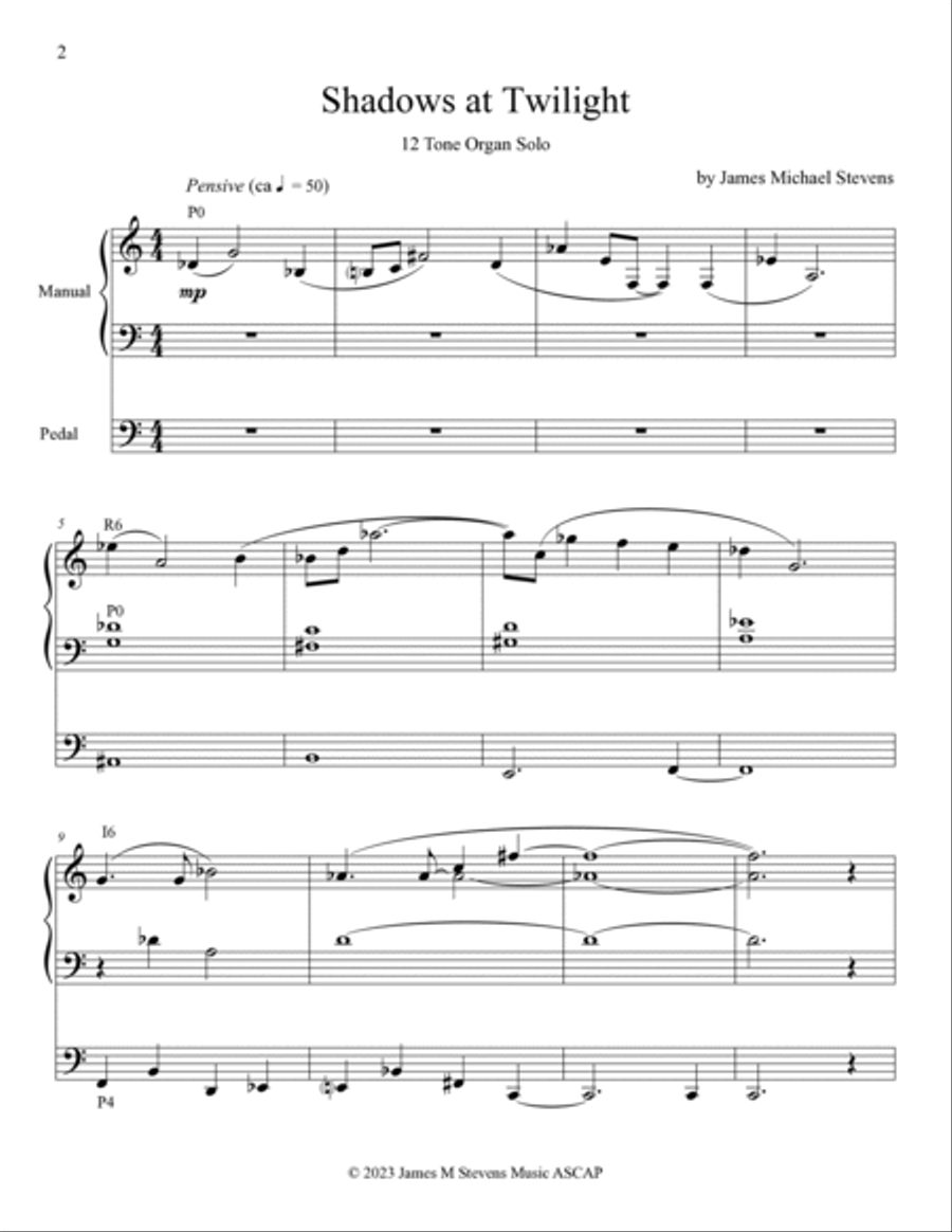 Shadows at Twilight - 12 Tone Organ Solo Organ Solo scores gallery preview page 2