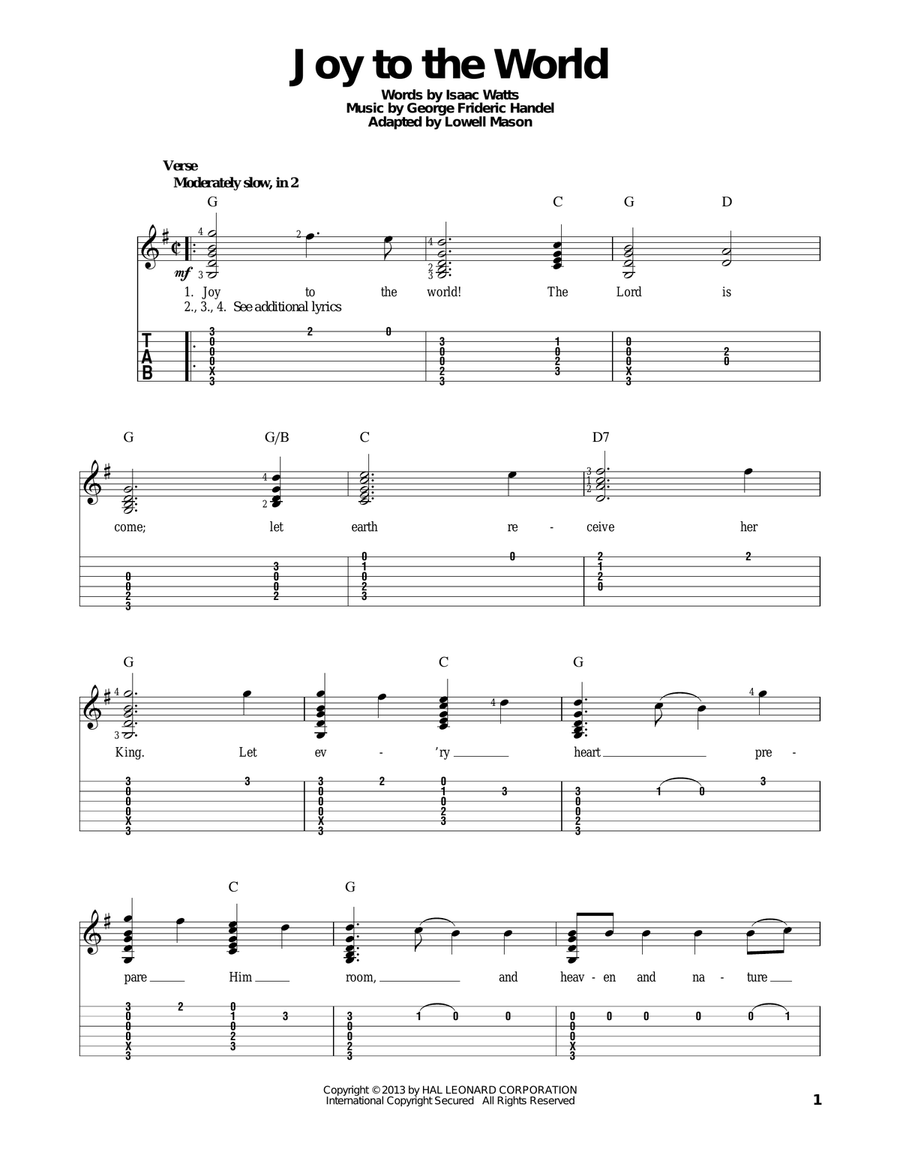 Joy To The World Joy To The World Classical Guitar scores gallery preview page 1