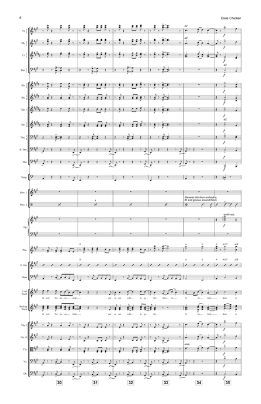 Dixie Chicken Dixie Chicken Full Orchestra scores gallery preview page 6
