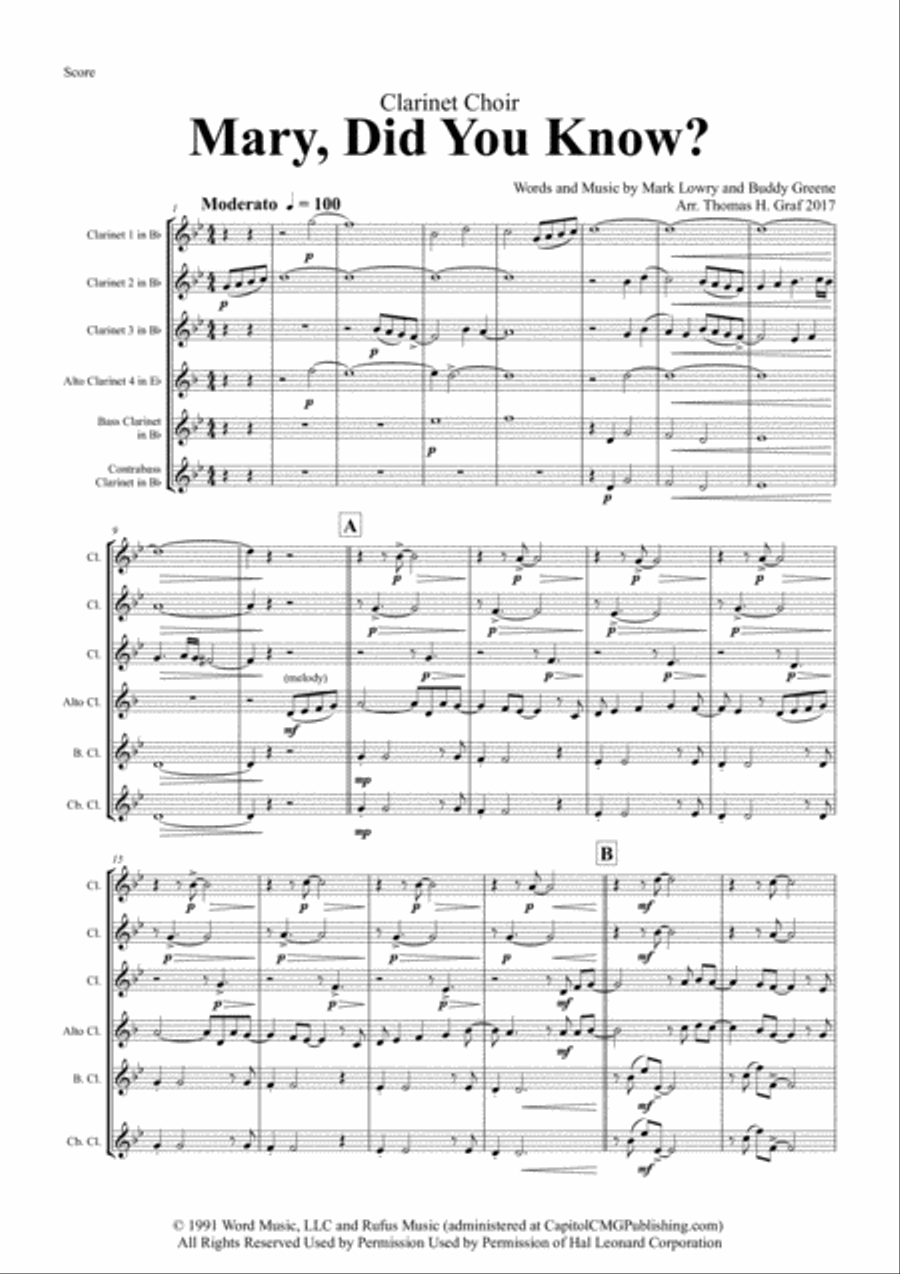 Mary, Did You Know? Woodwind Ensemble scores gallery preview page 1
