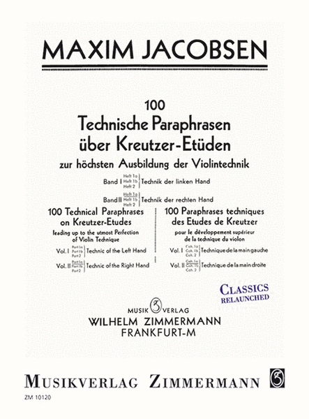 100 Technische Paraphrasen über Kreutzer-Etüden Band II Heft 1a