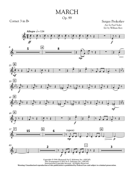 March, Op. 99 - Bb Cornet 3