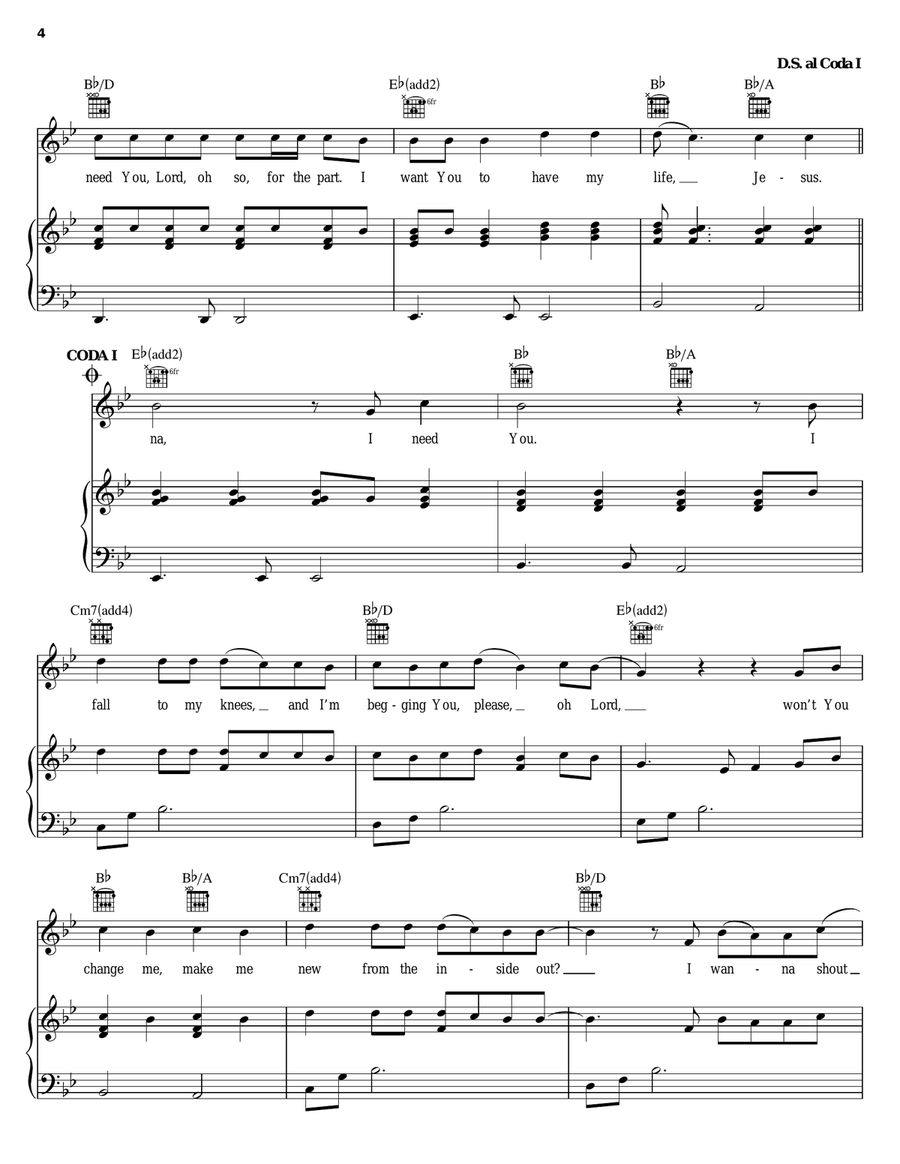 Take My Hand Piano, Vocal, Guitar scores gallery preview page 4