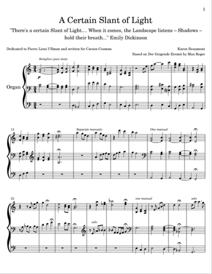 A Certain Slant of Light Organ Solo scores gallery preview page 2