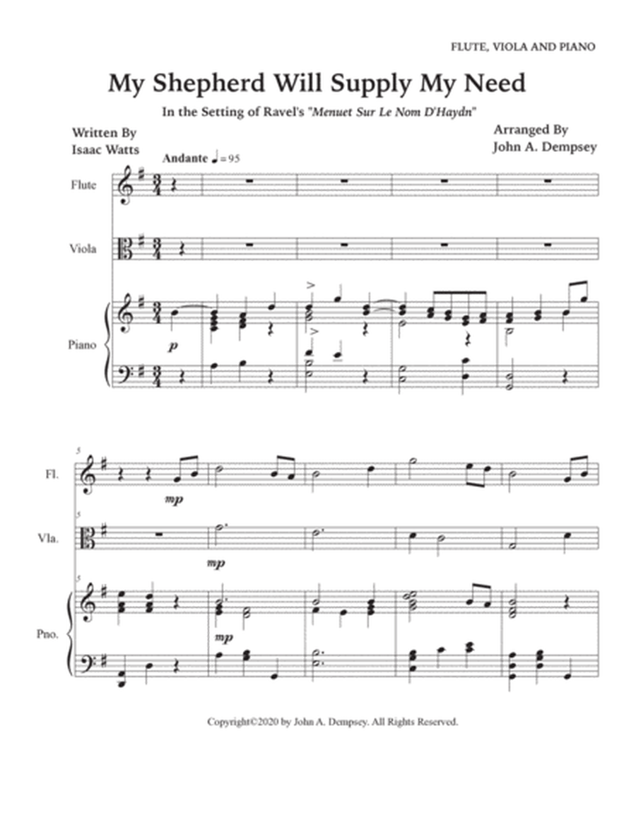 My Shepherd Will Supply My Need (Psalm 23): Trio for Flute, Viola and Piano image number null