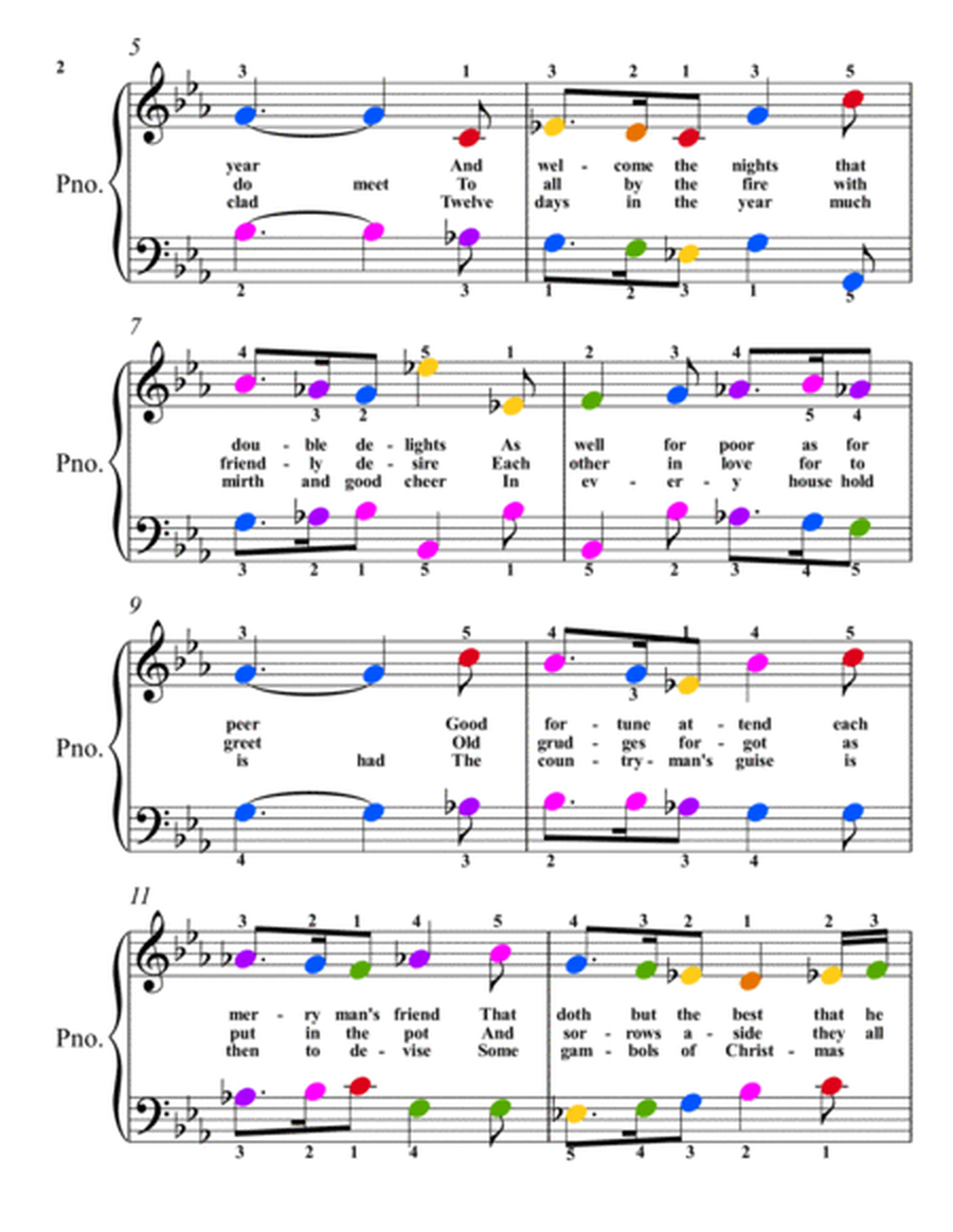 Drive the Cold Winter Away Easy Piano Sheet Music with Colored Notation